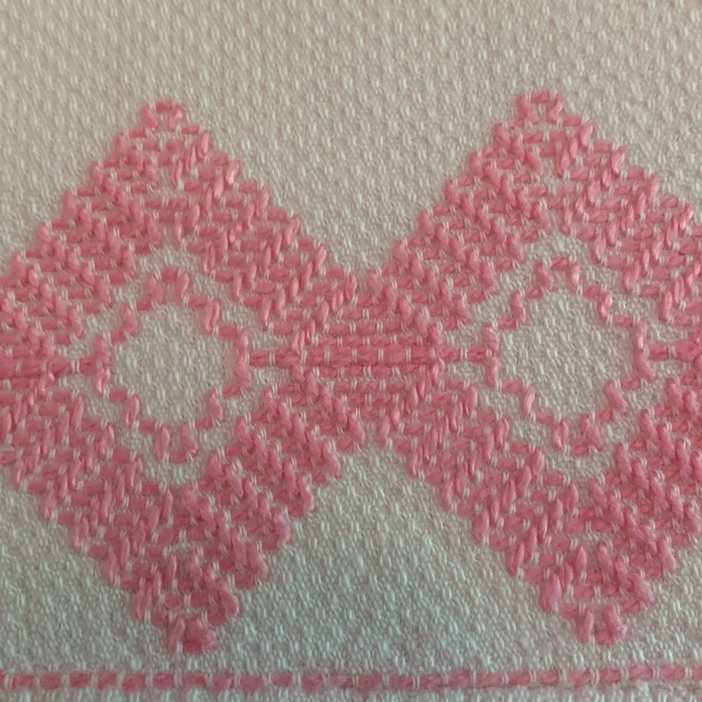 Set of 2 NEW Embroidered Tea Towels, Pink and White